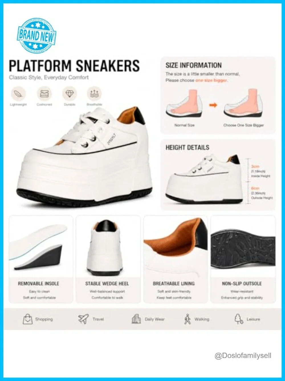 Platform Sneakers Women Chunky Lace Up Comfort Walking Shoes